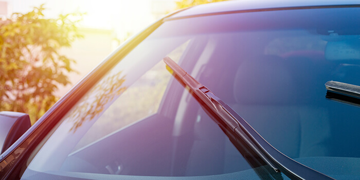 Close up shot of a vehicles windshield